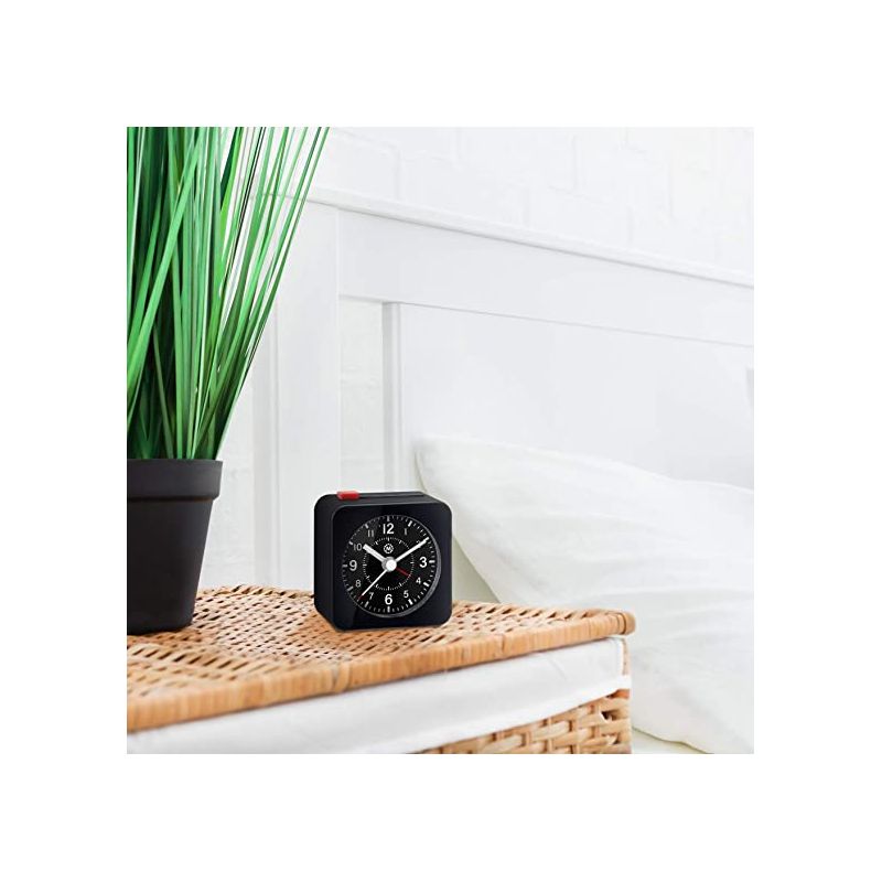 Marathon Mini Non-Ticking Analog Alarm Clock with Auto Back Light And Snooze Function, 3 of 8