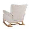 CAVINAS Modern Rocking Chair, Velvet Fabric Accent Chair with High Back and Wood Legs, Reading Chair for Living Room, Bedroom, Baby Room - 3 of 4