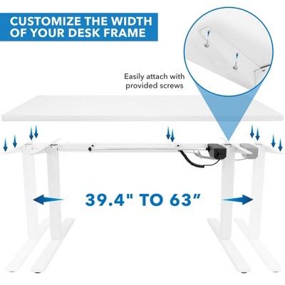 Electric Adjustable Height Sit-Stand Desk with Power Outlet, White Steel