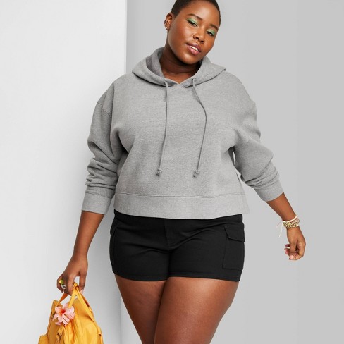 Women's Cropped Hoodie - Wild Fable™ Heather Gray 3x : Target