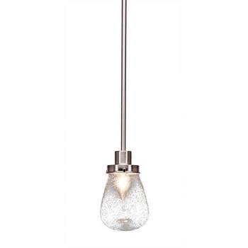 Toltec Lighting Meridian 1 - Light Pendant in  Brushed Nickel with 5" Clear Bubble Shade
