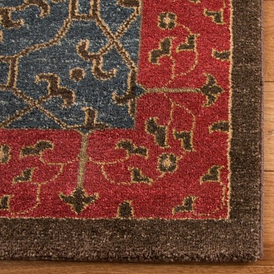 Navy and Red Synthetic Rectangular Persian Style Area Rug
