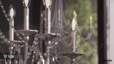 Silver Leaf 12-Light Crystal Beaded Chandelier
