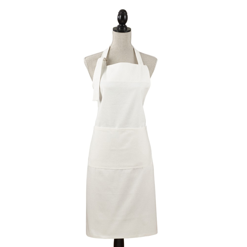 Photos - Other Accessories 35"x28" Denim Classic Cuisine Cotton Cooking Apron White - Saro Lifestyle: