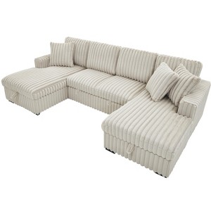 VYNXARIA U Shaped Sleeper Sofa, 122 inch Overisze - 2 in 1 Pull Out Bed, Sectional Sleeper Sofa with Double Storage Chaise for Living Room - 1 of 4