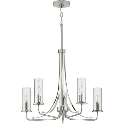 Riley 24" Brushed Nickel Chandelier with Clear Glass Shades