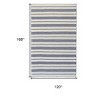 HomeRoots 10' X 14' Ivory and Blue Striped Hand Woven Area Rug - 3 of 4