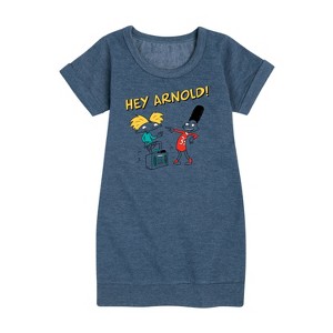 - Hey Arnold! - Best Buds Graphic Short Sleeve Fleece Dress - 1 of 4