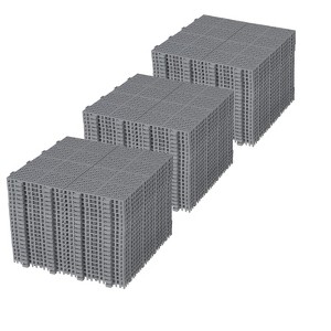 DOMETOUR 12" x 12" Gray Interlocking Deck Tiles Waterproof Plastic Outdoor Anti-slip Flooring for Bathroom Balcony Porch Rosette Pattern - 1 of 4