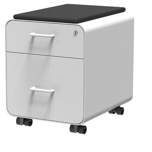 Monoprice Round Corner 2 Drawer File Cabinet White Lockable