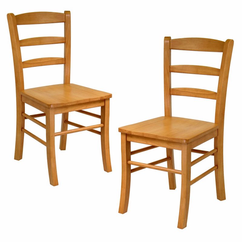 5pc Groveland Extendable Dining Table Set with Ladder Back Chairs Wood/Light Oak - Winsome, 4 of 5