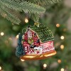 Northlight 3.5” Festive Glittered Dairy Barn with Lights Glass Christmas Ornament - Red/Green - 2 of 4