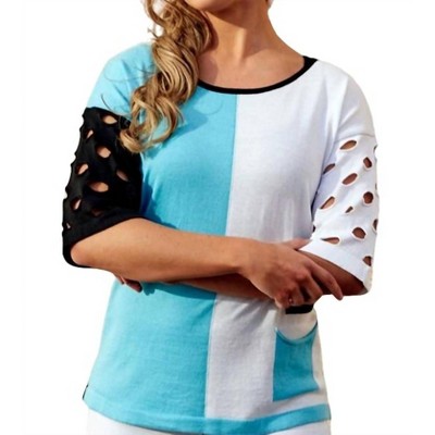 Women's 3/4 Sleeve Stripe Crew Neck Top - ANGEL