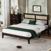 Queen Size Wooden Platform Bed with Rattan Headboard for Bedroom - 3 of 4