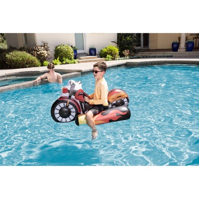 Red and Black Inflatable Motorcycle Pool Float for Kids