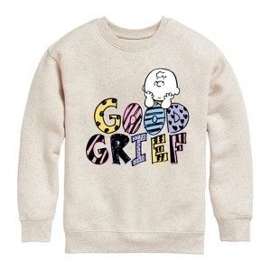 Boys' - Peanuts - Good Grief Charlie Brown Graphic Long Sleeve Fleece Sweatshirt - 1 of 4