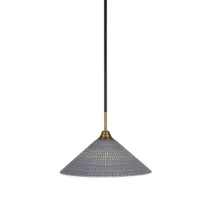 Toltec Lighting Paramount 1 - Light Pendant in  Matte Black/Brass with 16" Gray Matrix Shade - 1 of 1