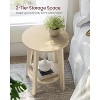 Simple Trending Small Round End Table with Lower Shelf Natural Beige - 2 of 4