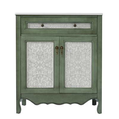 TiramisuBest 30"Antique Bathroom Vanity with Ceramic Sink,Mid-Century Modern Cabinet,2 Soft-Close Doors,Large Storage,Retro Freestanding,Brown