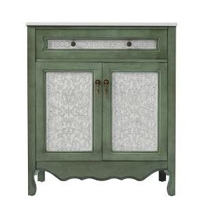 TiramisuBest 30"Antique Bathroom Vanity with Ceramic Sink,Mid-Century Modern Cabinet,2 Soft-Close Doors,Large Storage,Retro Freestanding,Brown - 1 of 4