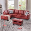 AndMakers 97 in. W Square Arm 3-piece L Shaped Faux Leather Modern Sectional Sofa in Red with Storage - 2 of 4