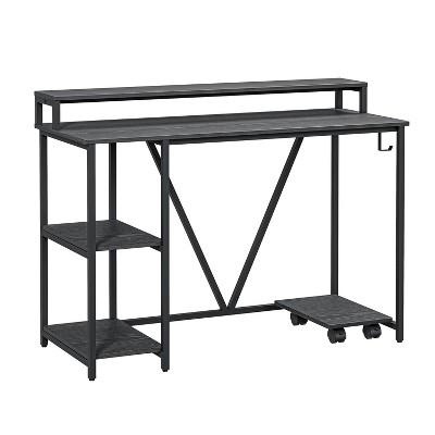 NicBex 46.5 Inch Computer Home Office Desk with Mobile CPU Caddy and Open Shelves