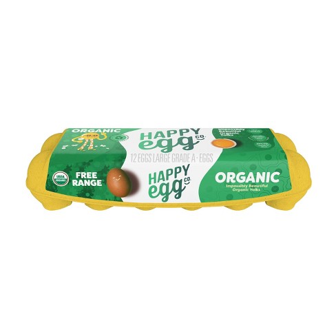 Happy Egg Large Brown Organic Free Range Grade A Eggs - 12ct : Target