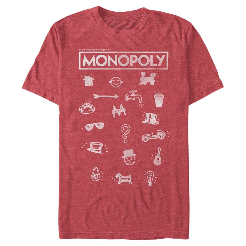 Men's Monopoly Favorite Board Game Icons T-Shirt, 1 of 5
