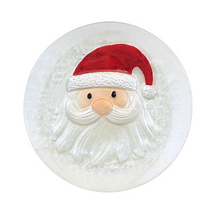 12.0 Inch Santa Glass Plate Christmas Claus Serving Platters - 1 of 3