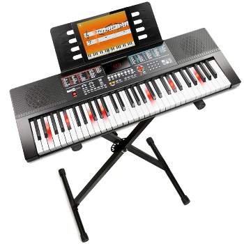 RockJam 61 Key Light Up Keyboard Piano Kit with Keyboard Stand, Sheet Music Stand & Lessons RJ640L-XS
