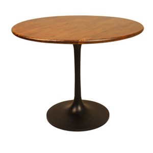 Carolina Living 40" Somerset Wood Top Round Dining Table Black: Elm Stained, Mango Wood, Pedestal Base - 1 of 4