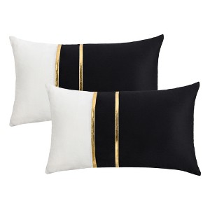 REGALWOVEN Velvet Soft Decorative Square Patchwork Throw Pillow Covers  2 Pcs - 1 of 4
