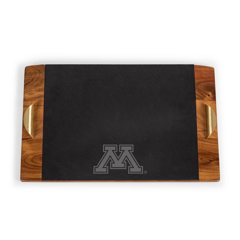 NCAA Minnesota Golden Gophers Covina Acacia Wood and Slate Black with Gold Accents Serving Tray, 1 of 6
