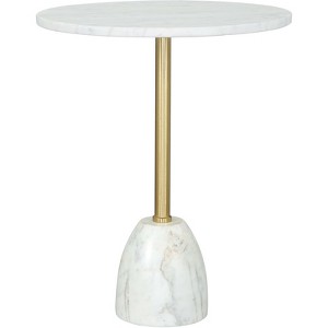 Charmayanne Side Table Marble White - ZM Home: Chrome-Plated Iron Frame, Round Glam Accent Table for Residential or Hospitality Use - 1 of 4