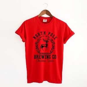 Simply Sage Market Women's North Pole Brewing Co. Short Sleeve Garment Dyed Tee - 1 of 4