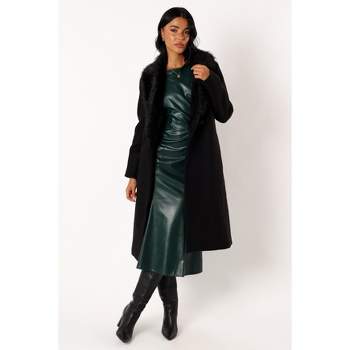 Jessica London Women's Plus Size Fur-trim Leather Swing Coat : Target