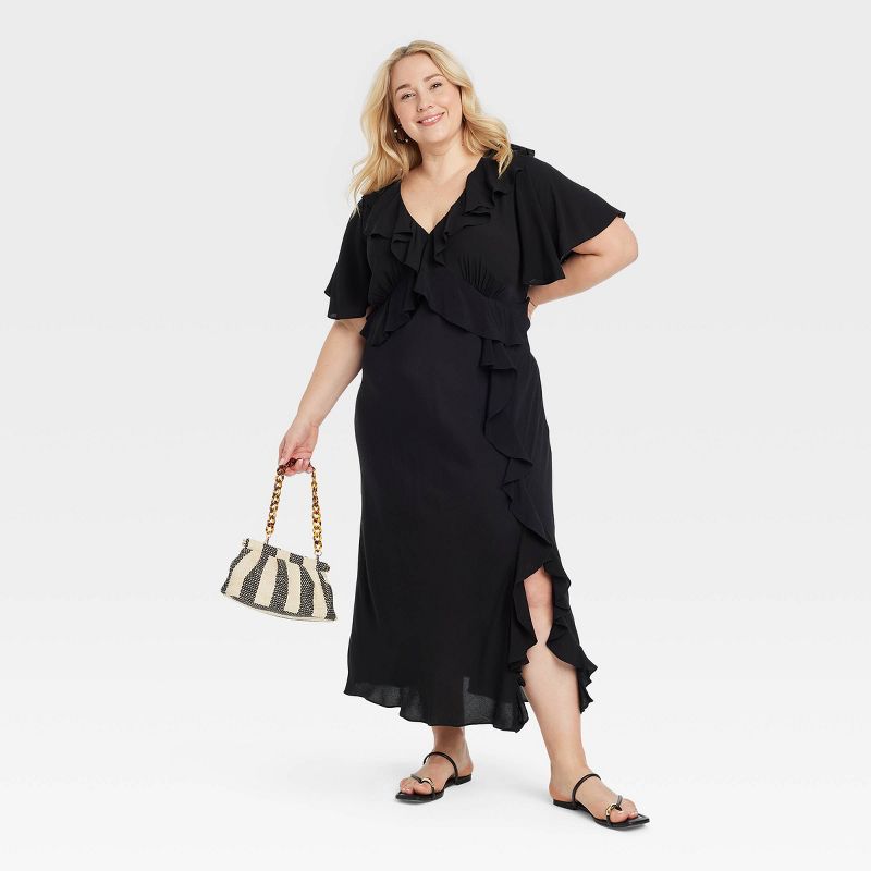 Women's Ruffle Short Sleeve Maxi Dress - A New Day™, 4 of 7