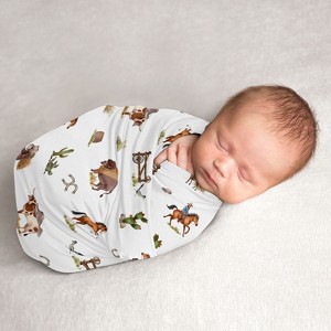 Sweet Jojo Designs Boy Swaddle Baby Blanket Country Western Taupe Brown and Cream - 1 of 4