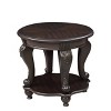 Hostack 22'' Two Tone Round End Table, Solid Wood Sofa Side Table with Shelf for Living Room, Espresso - 2 of 4