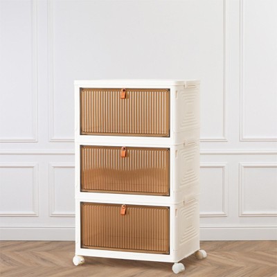 Stackable Plastic Storage Bins with Lid, Foldable Organizers and Storage