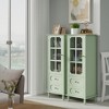 KWPZQEB 3-Tier Cabinet, Modern Storage Cabinet with Glass Doors and 2 Drawers, Wooden Storage Sideboard Cupboard for Living room, Dining Room - 3 of 4