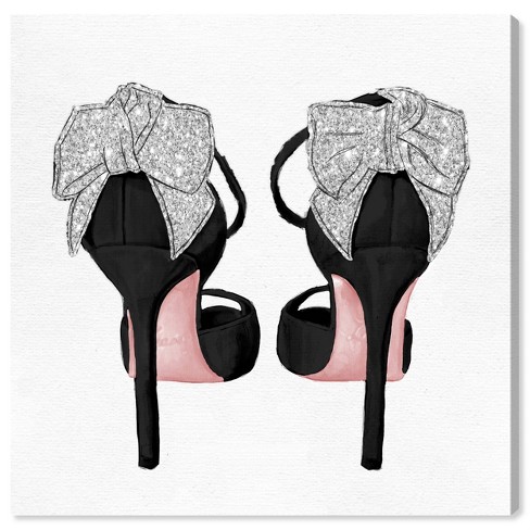 16 x 16 Romantic Glitter Heels Fashion and Glam Unframed Canvas Wall Art  in White - Oliver Gal