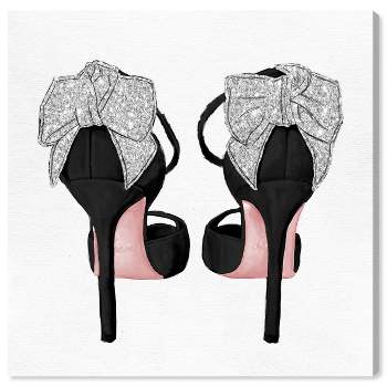 16" x 16" Romantic Glitter Heels Fashion and Glam Unframed Canvas Wall Art in White - Oliver Gal