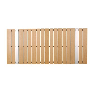 Cibola Natural and Silver Aluminum Outdoor Dining Table with Faux Wood Slats