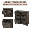 KTMBDW Storage Cabinet Rustic Storage Organizer with 2 Drawers and 4 Classic Rattan Basket for Dining Room, Living Room - 3 of 4