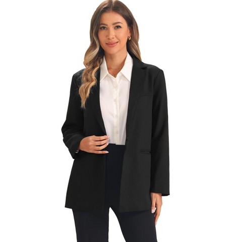 Allegra K Women's Long Sleeve Breast Pocket Blazer Black X-Small