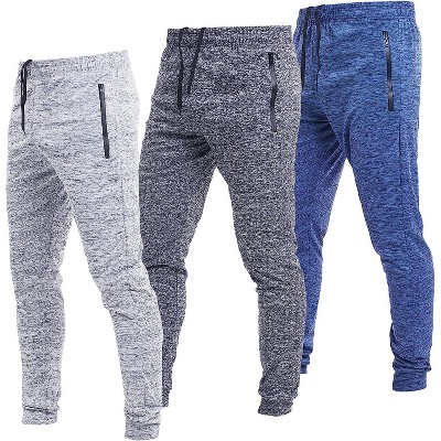 Ultra Performance Mens 3 Pack Athletic Tech Joggers/Track Pants with Zipper Pockets | Athletic Bottoms