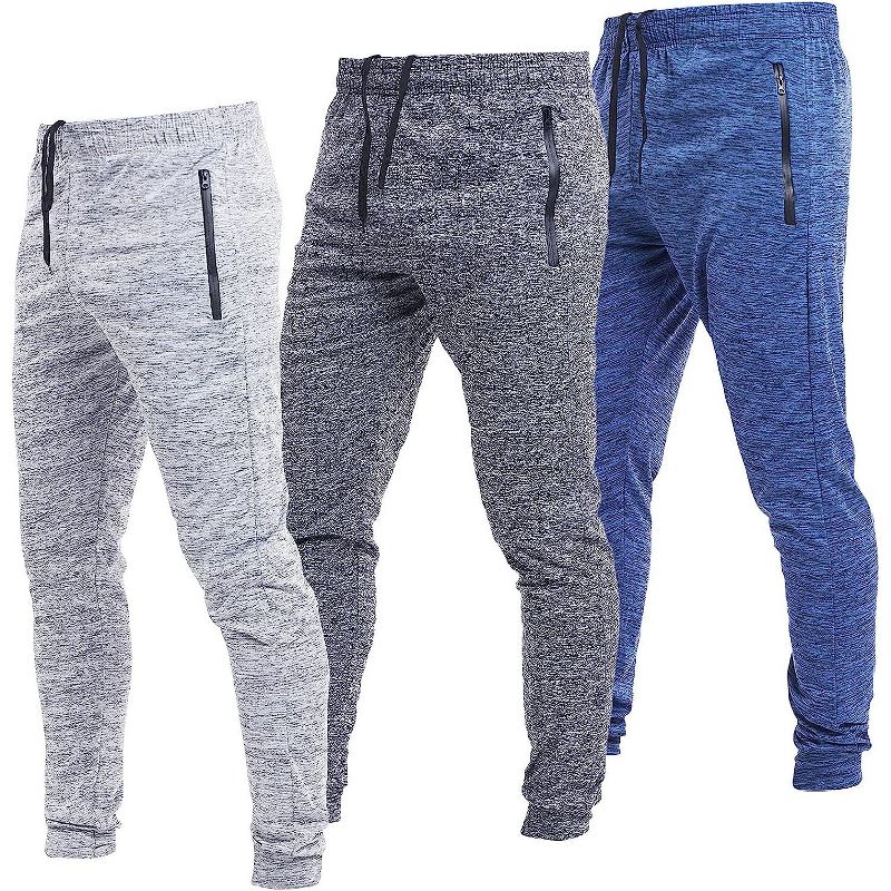 Ultra Performance Mens 3 Pack Athletic Tech Joggers/Track Pants with Zipper Pockets | Athletic Bottoms, 1 of 7