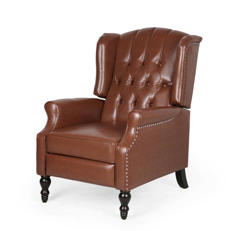 Walter Contemporary Tufted Recliner Cognac Brown/Dark Brown - Christopher Knight Home, 1 of 15