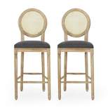 2pc Epworth French Country Wooden Barstools with Upholstered Seating - Christopher Knight Home